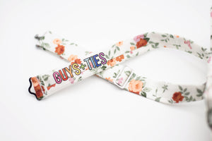 ivory burnt orange floral bow tie