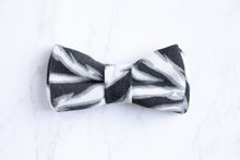 Load image into Gallery viewer, black + white zebra stripes dog bow tie