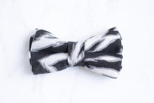 Load image into Gallery viewer, black + white zebra stripes dog bow tie