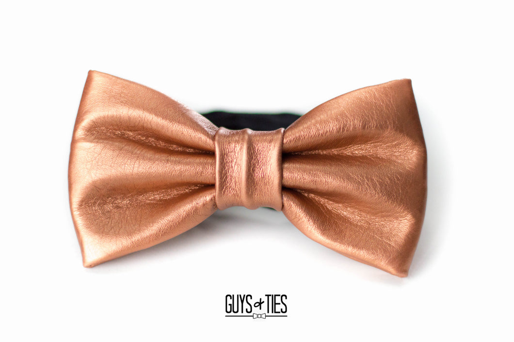 copper bow tie | faux vegan leather