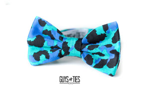 turquoise blue bow tie | cheetah print