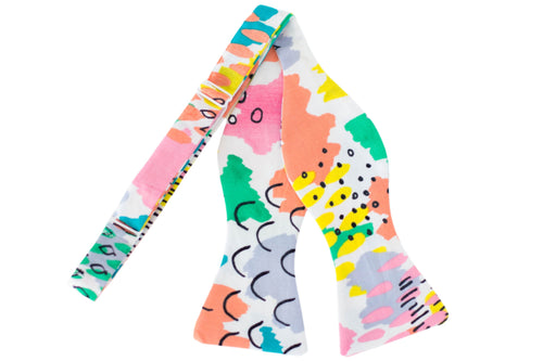 colorful abstract self tie bow tie
