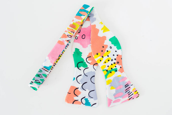 colorful artistic self tie bow tie