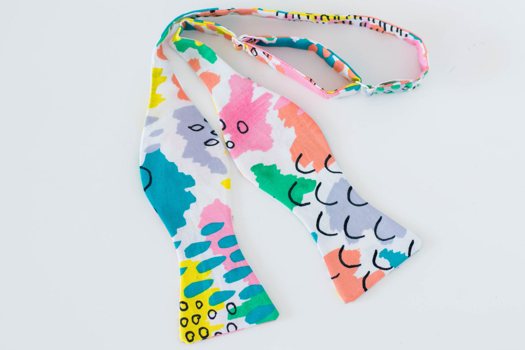 colorful artistic self tie bow tie