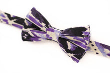 Load image into Gallery viewer, purple and black aztec print bow tie