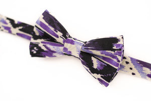 purple and black aztec print bow tie